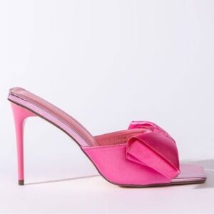 Azalea Wang Pretty in Pink Bow High Heel Sandals